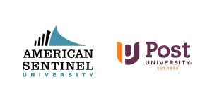 Post University American Sentinel College of Nursing & Health Sciences logos